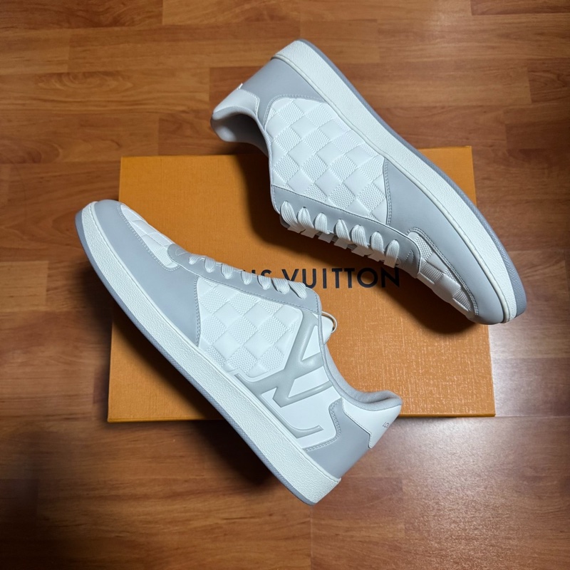 Lv Rivoli正品棋盤格 路易威登低幫板鞋 男款 灰白色 45碼-8
