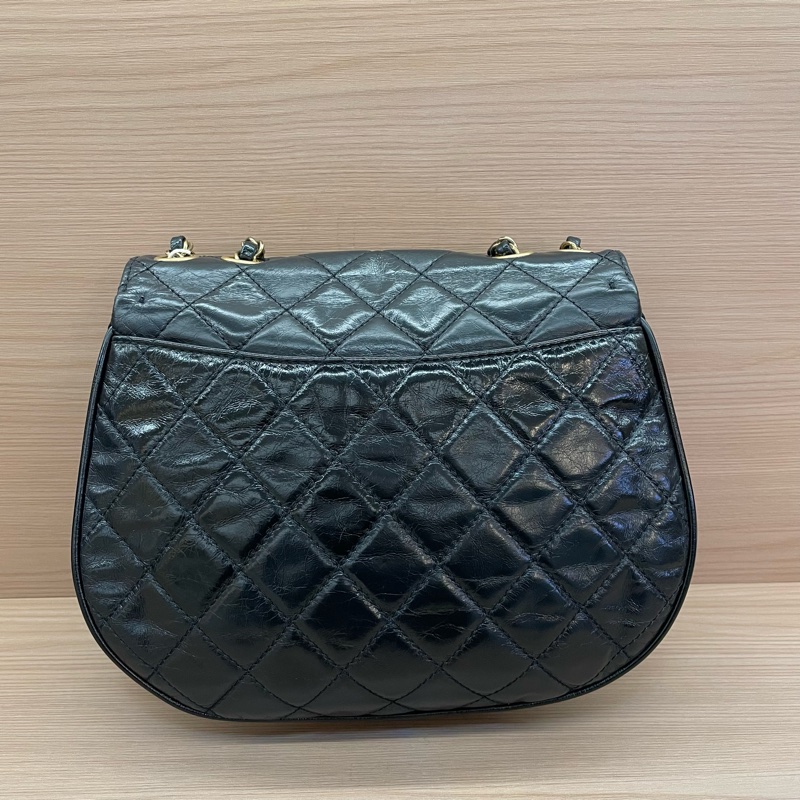 NO:D5 CHANEL香奈儿 黑色油蜡皮菱格纹 斜挎南瓜包 2015年 20開 有塵袋 無卡無盒子 尺寸32*23-1
