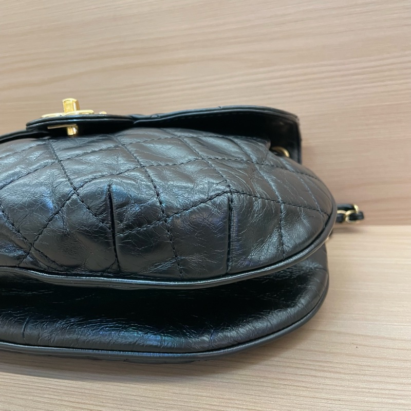 NO:D5 CHANEL香奈儿 黑色油蜡皮菱格纹 斜挎南瓜包 2015年 20開 有塵袋 無卡無盒子 尺寸32*23-8