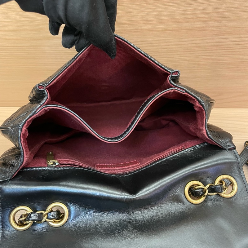 NO:D5 CHANEL香奈儿 黑色油蜡皮菱格纹 斜挎南瓜包 2015年 20開 有塵袋 無卡無盒子 尺寸32*23-11