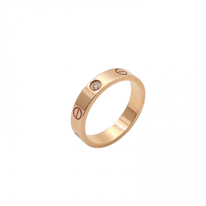 CARTIER LOVE單鑽窄版戒指18K玫瑰金/鑽石53-0