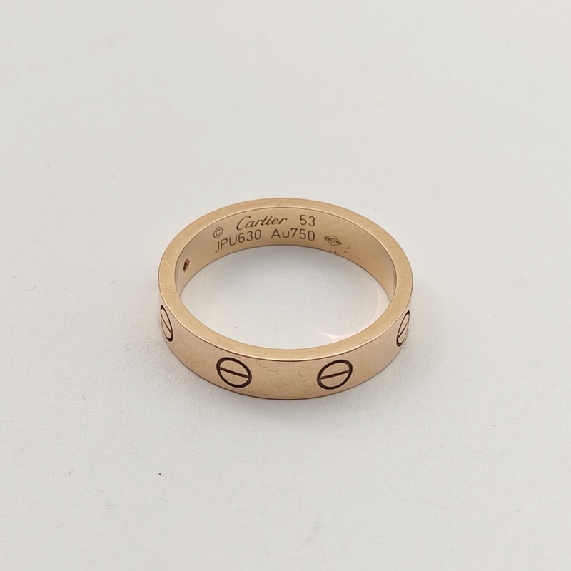 CARTIER LOVE單鑽窄版戒指18K玫瑰金/鑽石53-2
