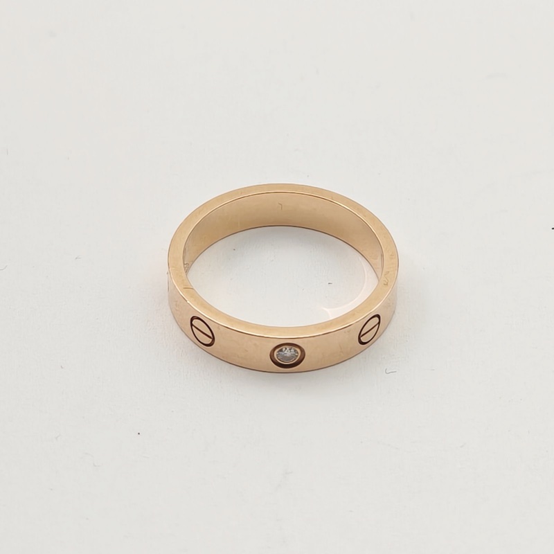 CARTIER LOVE單鑽窄版戒指18K玫瑰金/鑽石53-3