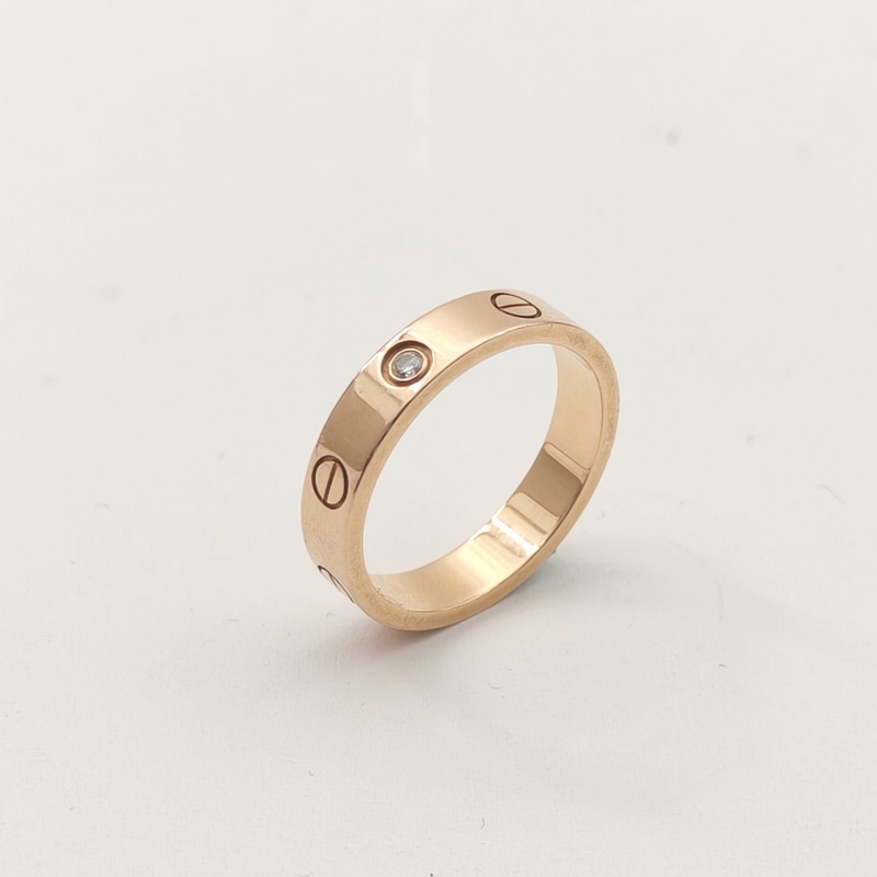CARTIER LOVE單鑽窄版戒指18K玫瑰金/鑽石53-4