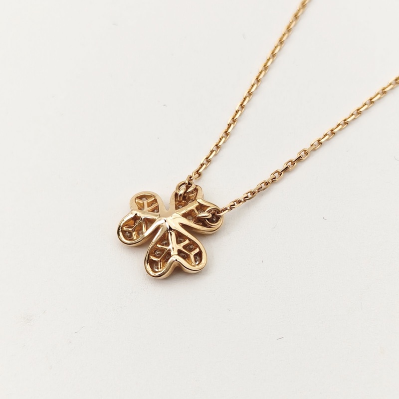 VAN CLEEF&ARPELS Frivole花朵項鏈迷你滿鑽18K黃金/鑽石-2