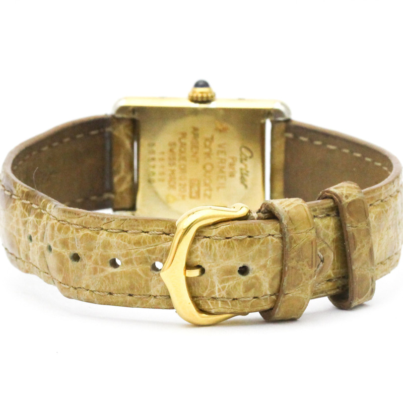 卡地亞 Must Tank 鍍金石英女士腕錶 5057001-4