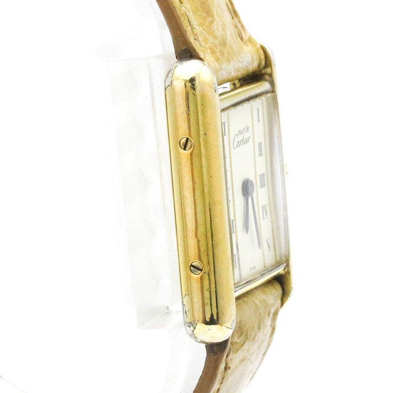 卡地亞 Must Tank 鍍金石英女士腕錶 5057001-7