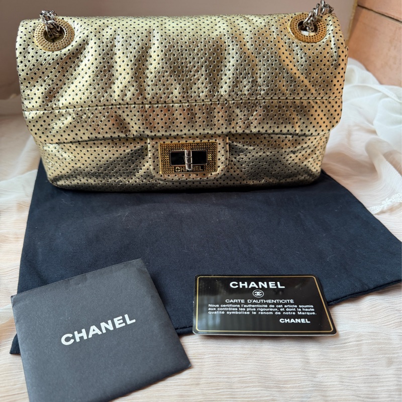 Chanel 香奈兒 金色2.55沖孔口蓋包/單肩包-3