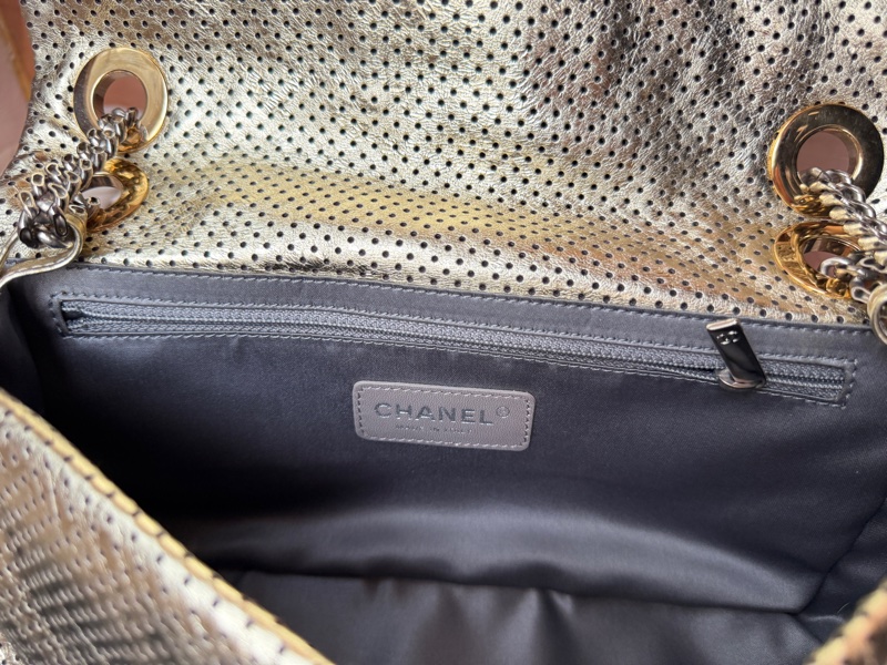 Chanel 香奈兒 金色2.55沖孔口蓋包/單肩包-15
