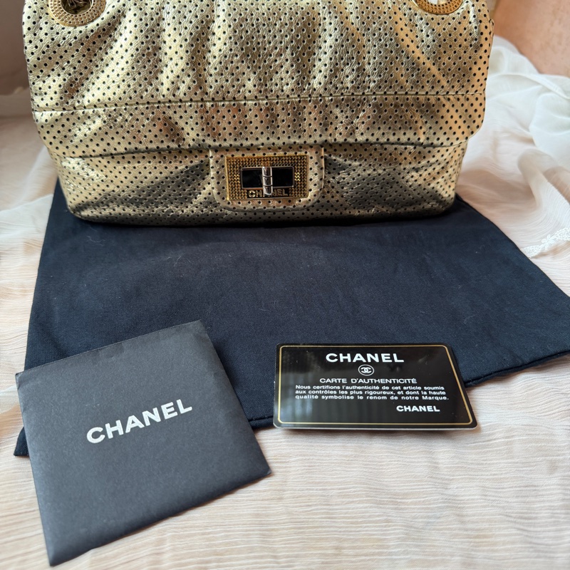 Chanel 香奈兒 金色2.55沖孔口蓋包/單肩包-29