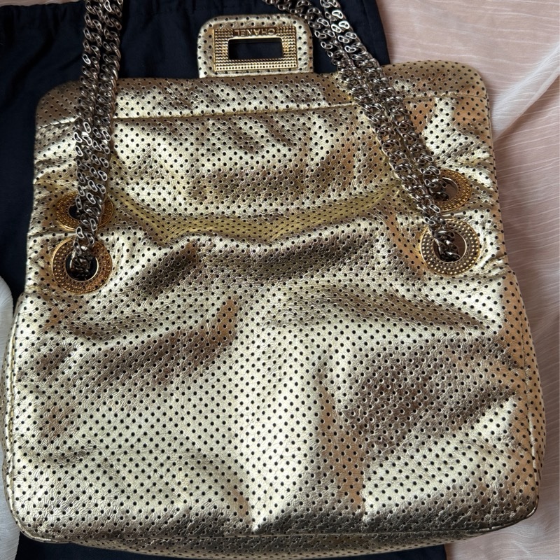 Chanel 香奈兒 金色2.55沖孔口蓋包/單肩包-32