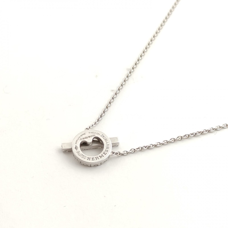 HERMES Finesse小Q項鏈滿鑽18K白金/鑽石-2