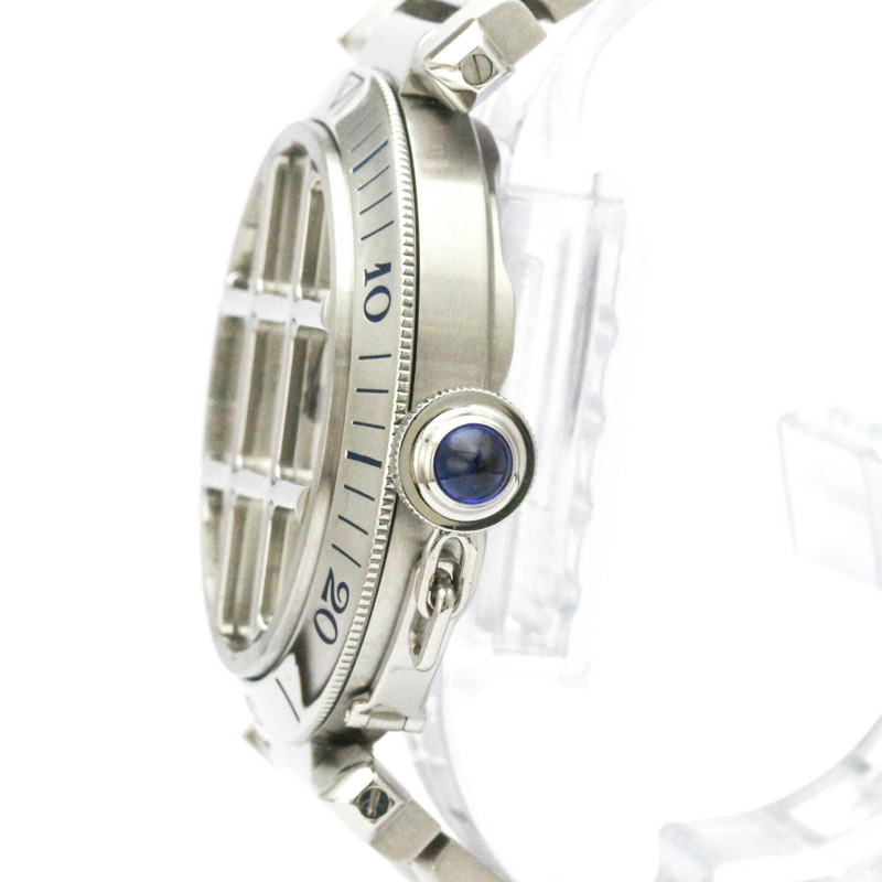 卡地亞 Pasha 38 格紋精鋼自動男士腕錶 W31040H3 拋光-3