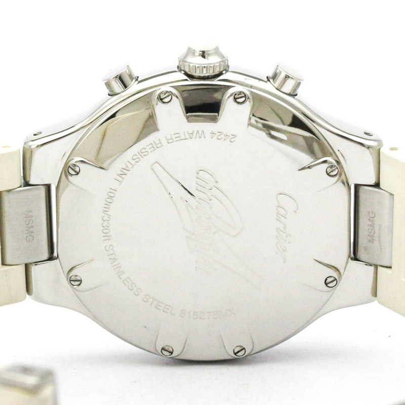 卡地亞 Must 21 Chronoscaph 精鋼橡膠男士腕錶 W10184U2 拋光-5