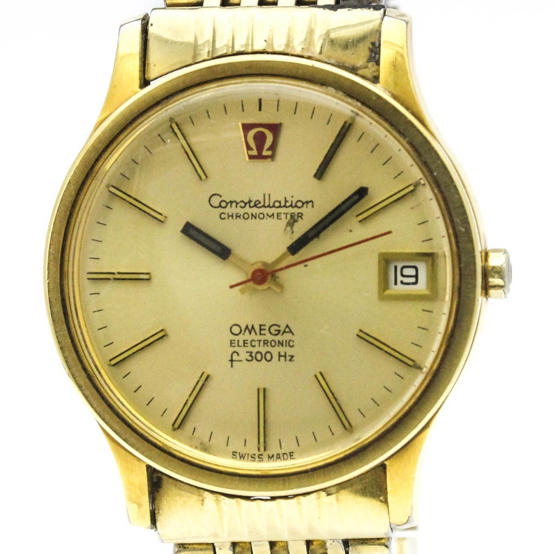 歐米茄星座系列電子 f300Hz 鍍金石英錶 198.0003-0