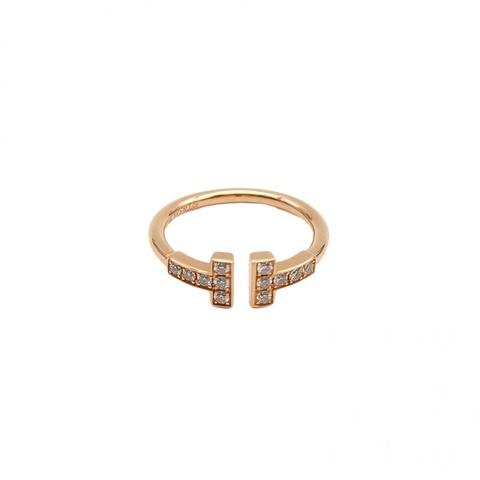 TIFFANY&CO TiffanyT線形戒指18K玫瑰金/鑽石47