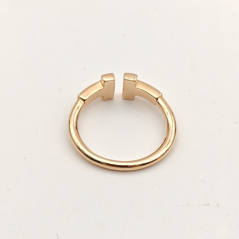 TIFFANY&CO TiffanyT線形戒指18K玫瑰金/鑽石47-3