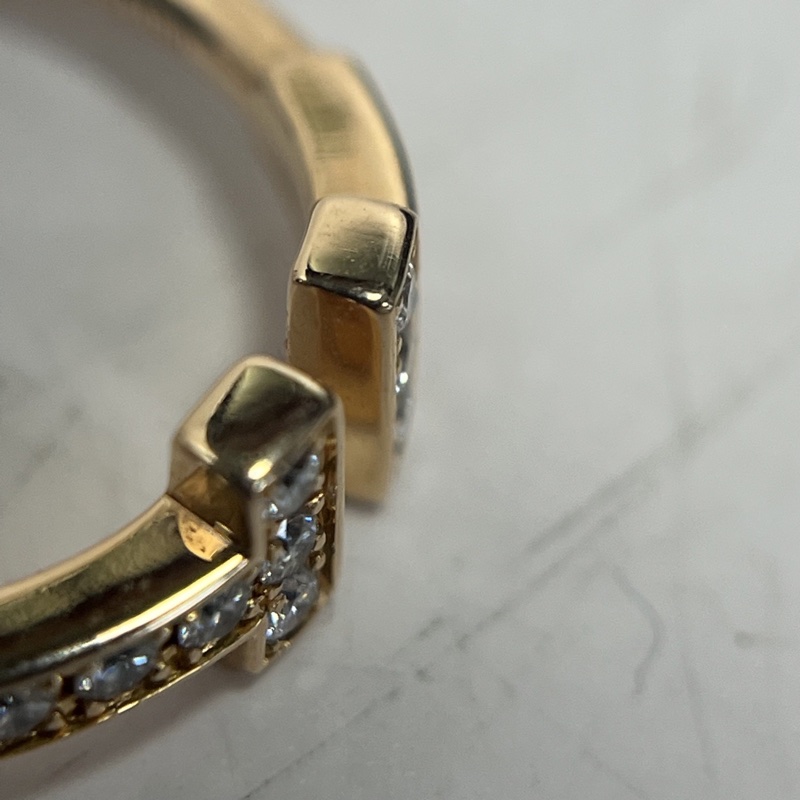 TIFFANY&CO TiffanyT線形戒指18K玫瑰金/鑽石47-4