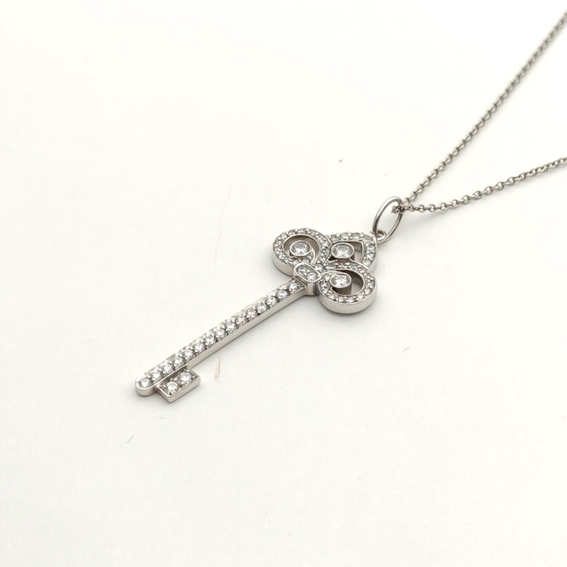 TIFFANY&CO TiffanyKeys鳶尾花鑰匙項鏈中號3.8cm滿鑽鑽石/pt950-1