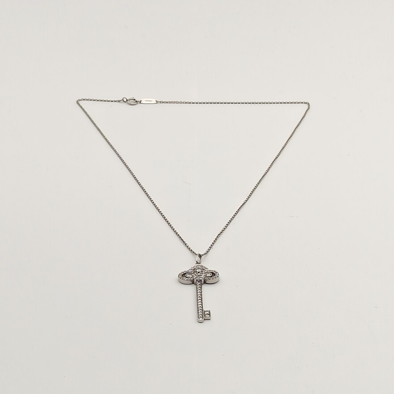 TIFFANY&CO TiffanyKeys鳶尾花鑰匙項鏈中號3.8cm滿鑽鑽石/pt950-4