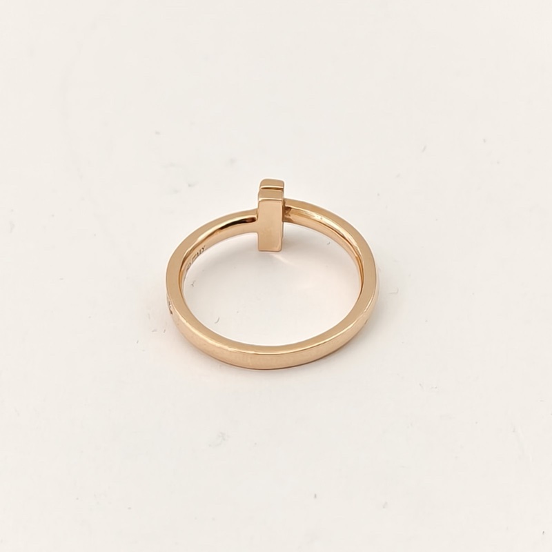 TIFFANY&CO 18K玫瑰金鑽石T1線圈戒指53-2