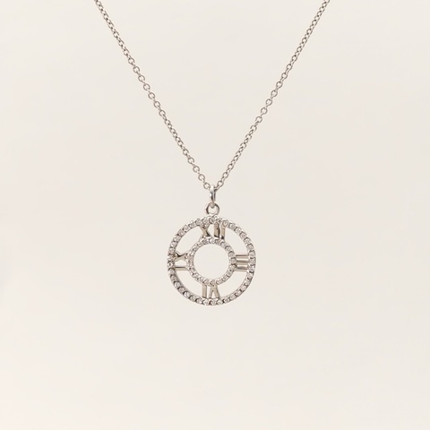 TIFFANY&CO 18K白金鑽石羅馬數字項鏈滿鑽