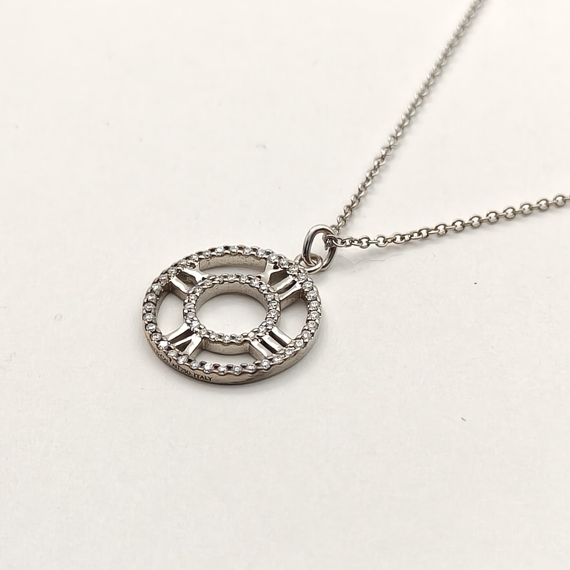 TIFFANY&CO 18K白金鑽石羅馬數字項鏈滿鑽-1
