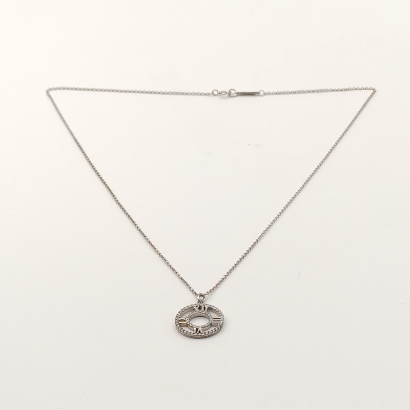 TIFFANY&CO 18K白金鑽石羅馬數字項鏈滿鑽-3
