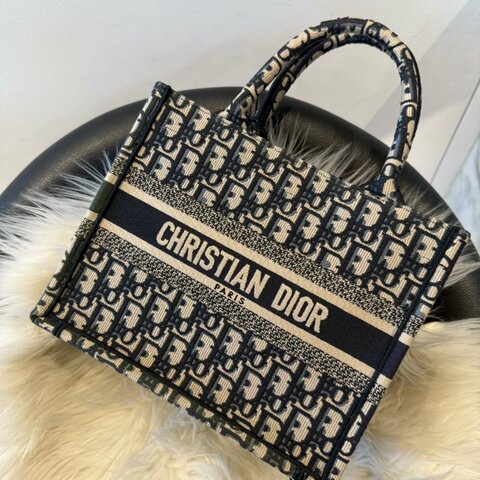 Dior Book Tote 小碼 米白藍老花刺繡