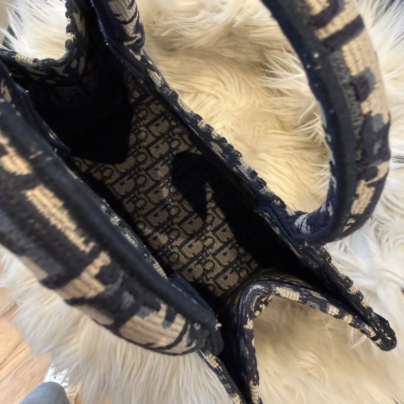 Dior Book Tote 小碼 米白藍老花刺繡-3