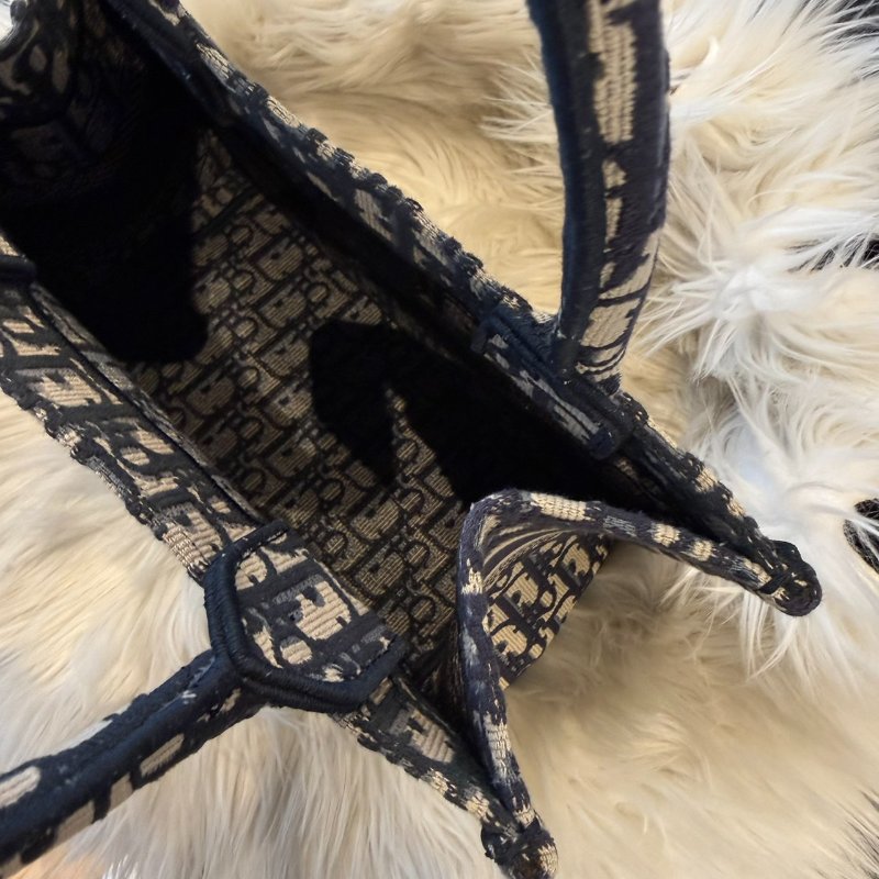 Dior Book Tote 小碼 米白藍老花刺繡-4