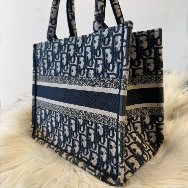 Dior Book Tote 小碼 米白藍老花刺繡-5