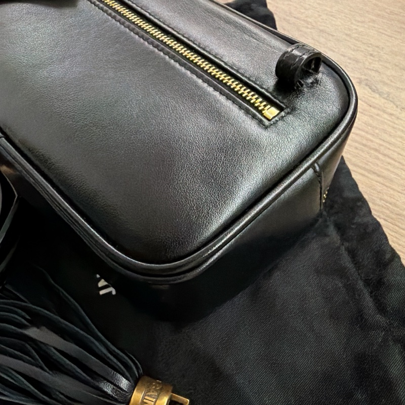 無刮傷 無任何磨損YSL 黑金 流蘇 山形紋 相機包 腰包 斜背包 兩用包-16