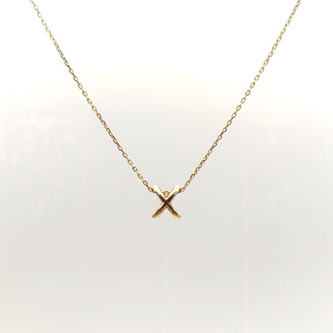 CHAUMET 18K玫瑰金鑽石尚美滿鑽交叉項鏈