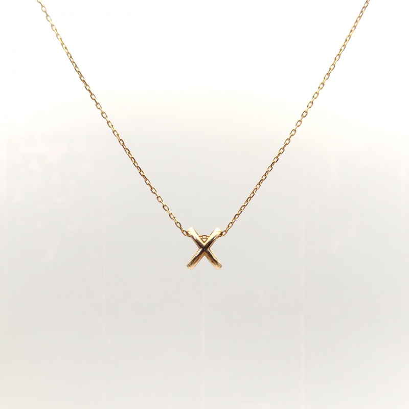 CHAUMET 18K玫瑰金鑽石尚美滿鑽交叉項鏈-0