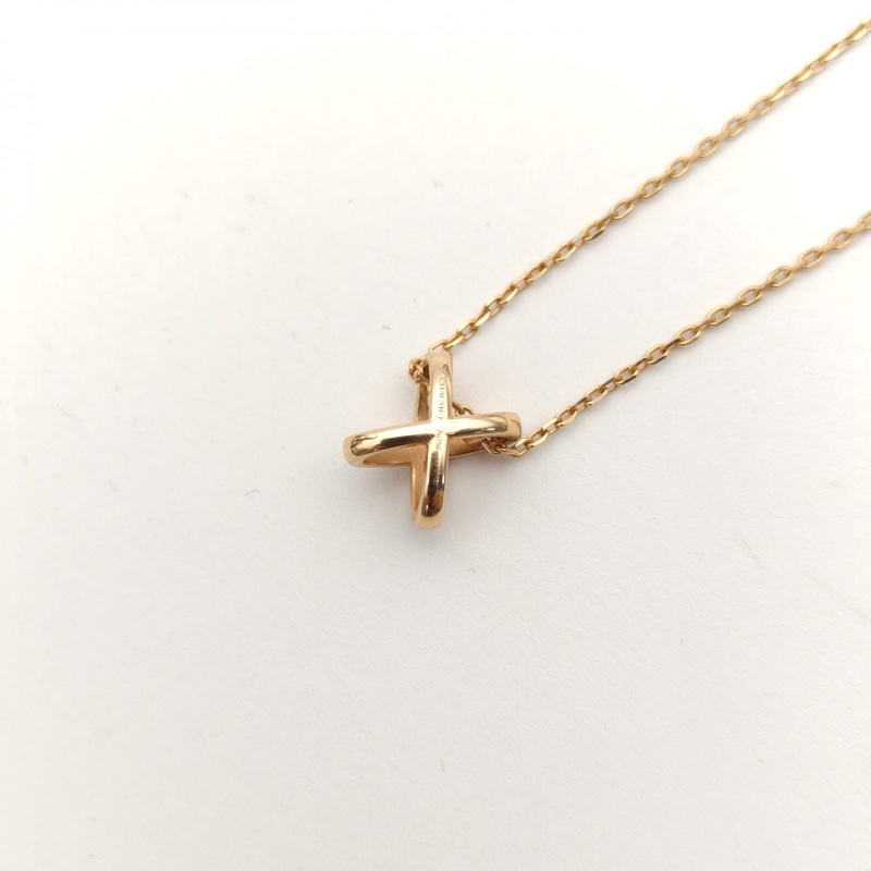 CHAUMET 18K玫瑰金鑽石尚美滿鑽交叉項鏈-2