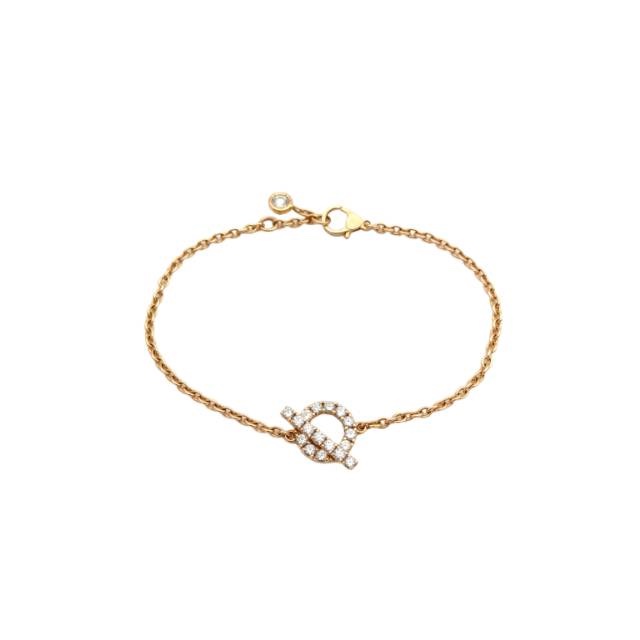 HERMES Finesse小Q手鏈滿鑽18K玫瑰金/鑽石SH-0