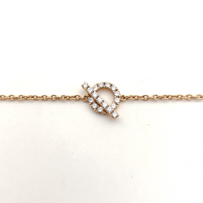 HERMES Finesse小Q手鏈滿鑽18K玫瑰金/鑽石SH-2