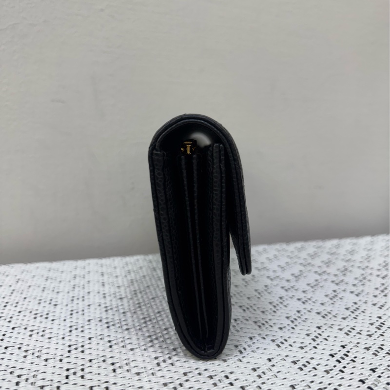 Chanel 黑金荔枝下蓋長夾芯片款-1