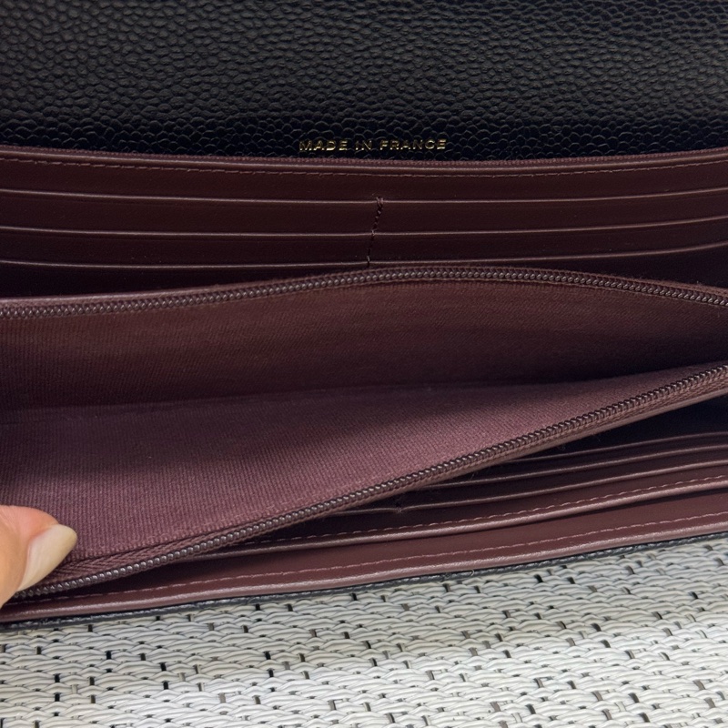 Chanel 黑金荔枝下蓋長夾芯片款-11