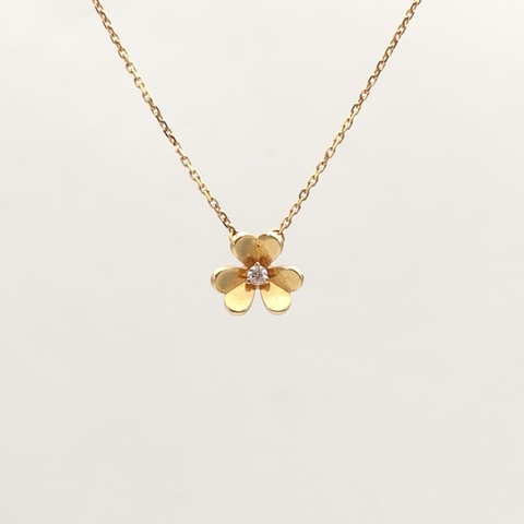 VAN CLEEF&ARPELS Frivole花朵項鏈迷你單鑽18K黃金/鑽石