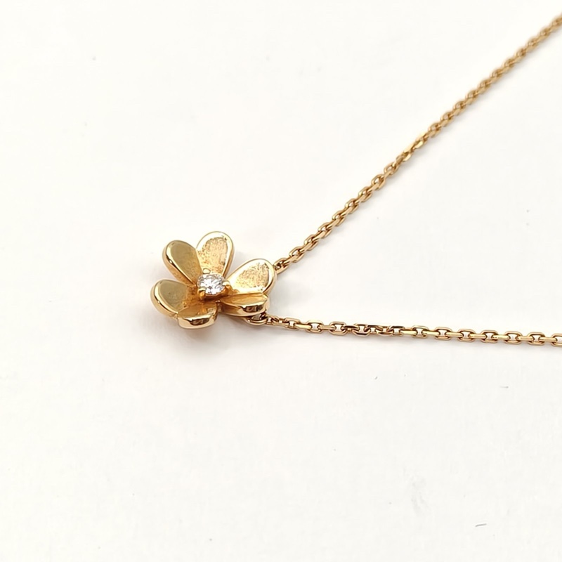 VAN CLEEF&ARPELS Frivole花朵項鏈迷你單鑽18K黃金/鑽石-1