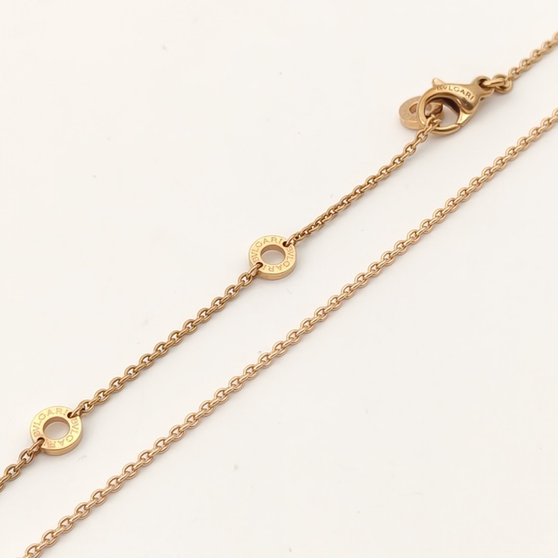 BVLGARI B.ZERO1彈簧項鏈三環扣雙邊鑽18K玫瑰金/鑽石/白陶瓷-3