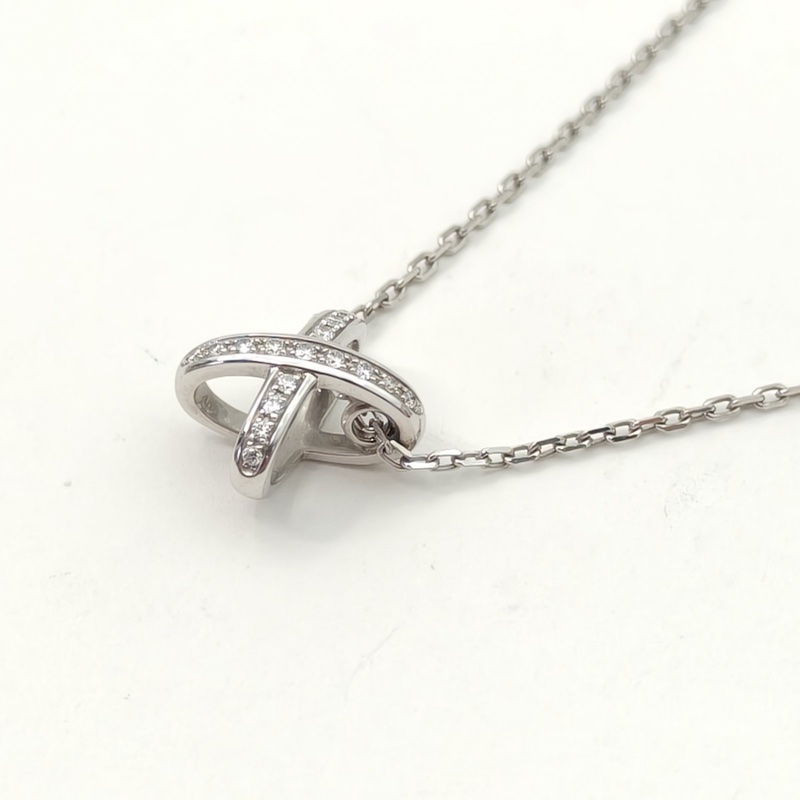 CHAUMET JuxeDeLiens歡緣豎版大叉項鏈滿鑽18K白金/鑽石-1
