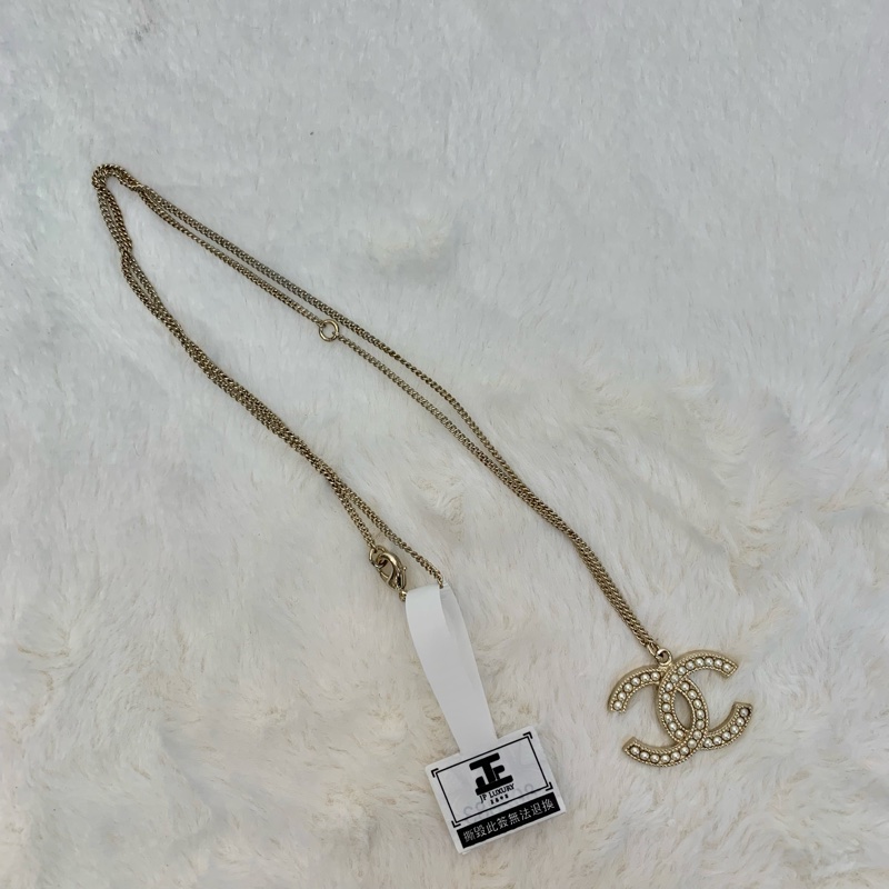 Chanel香奈兒 珍珠雙C金色頸鏈-4