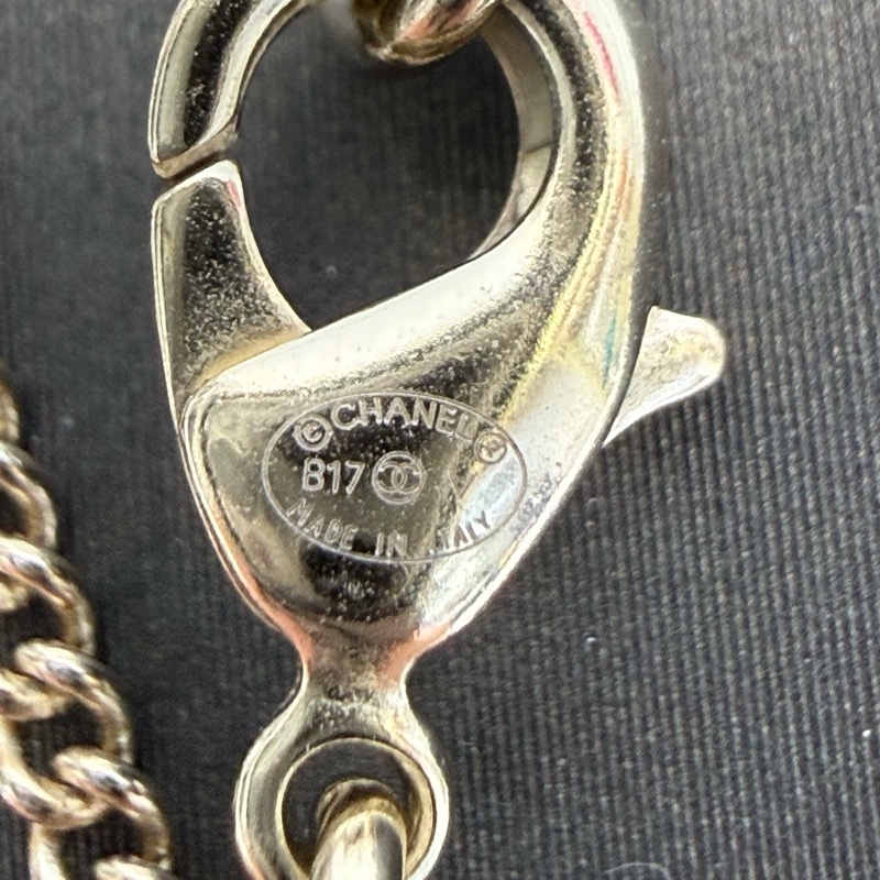 Chanel香奈兒 珍珠雙C金色頸鏈-5