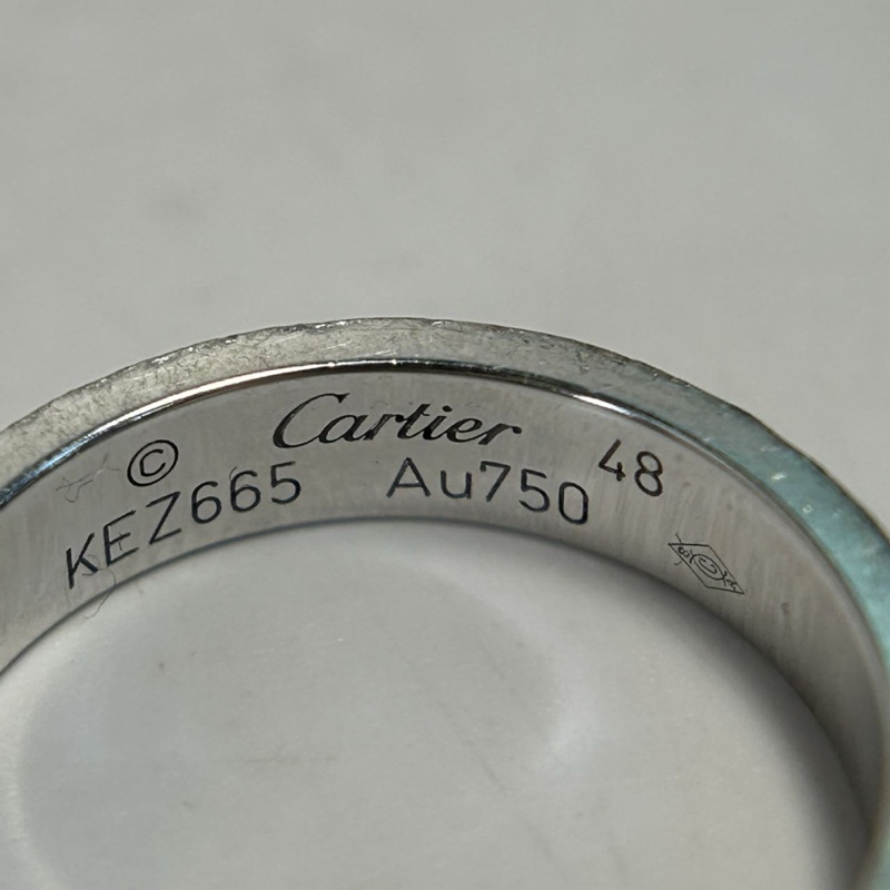 CARTIER LOVE滿鑽三排鑽窄版戒指18K白金/鑽石48-4