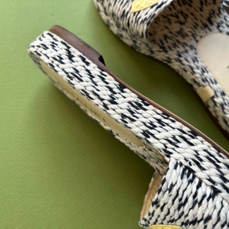 36號 ::CHANEL:: Two Tone Rope 棉麻混織厚底拖鞋涼鞋-6