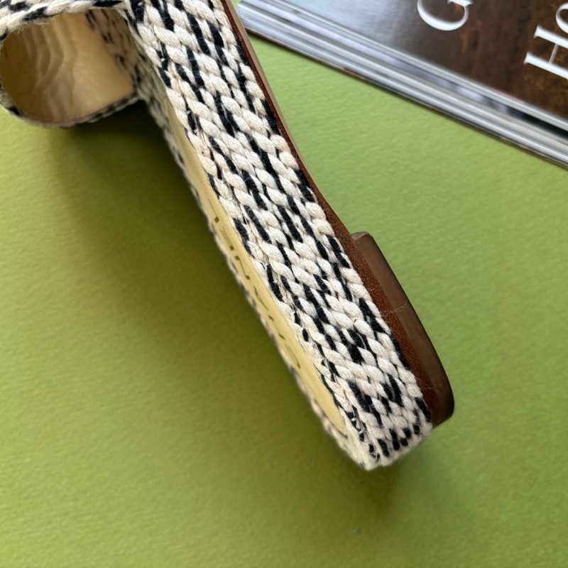 36號 ::CHANEL:: Two Tone Rope 棉麻混織厚底拖鞋涼鞋-8