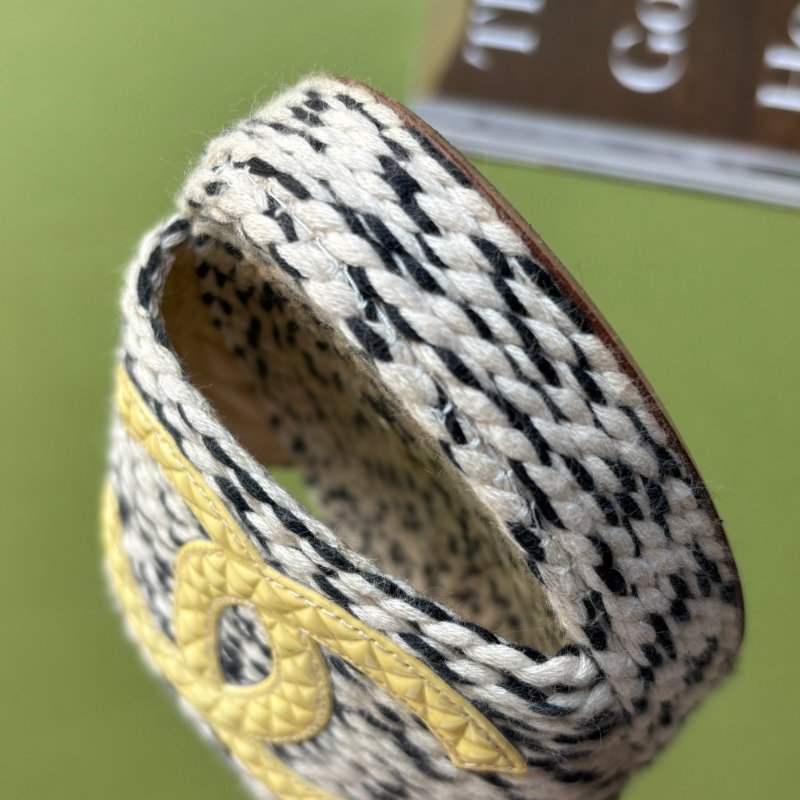 36號 ::CHANEL:: Two Tone Rope 棉麻混織厚底拖鞋涼鞋-9